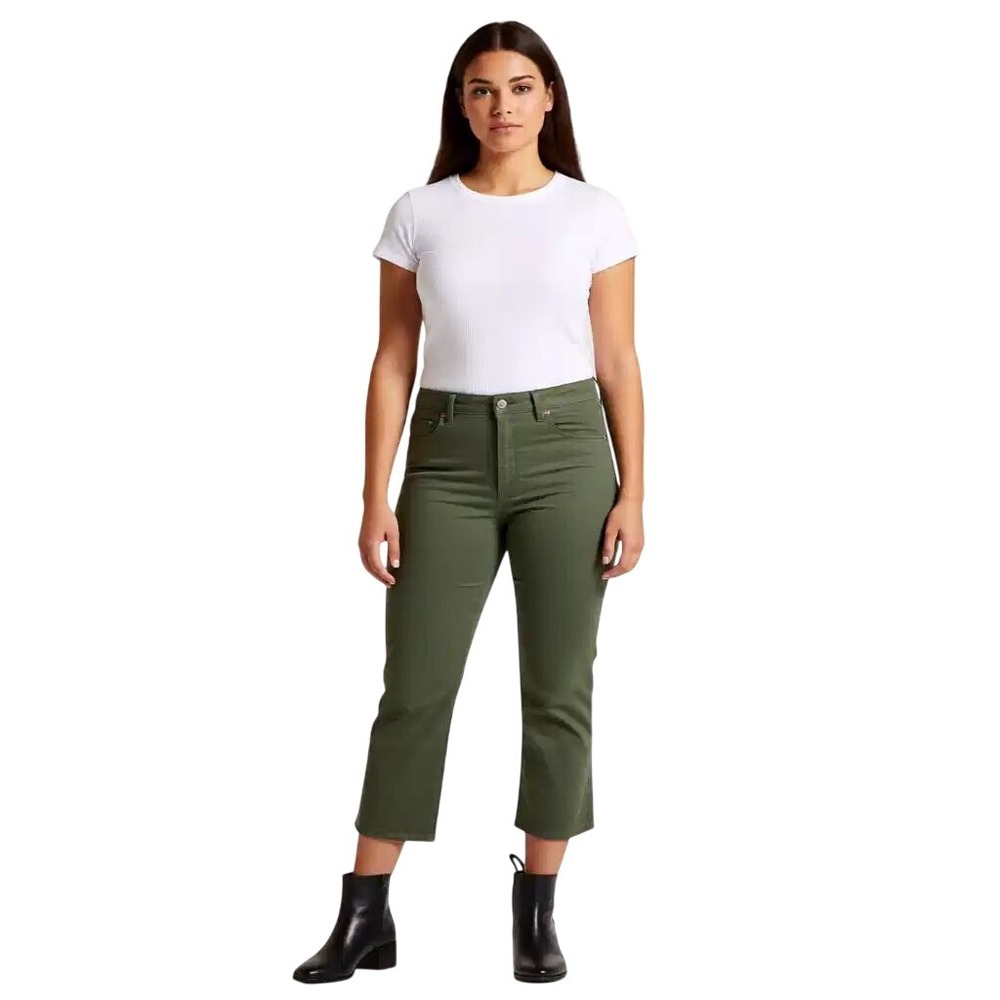 Levis 311 Shaping Skinny Capri Pants Olive Green 34 Mid Rise Hypersoft New